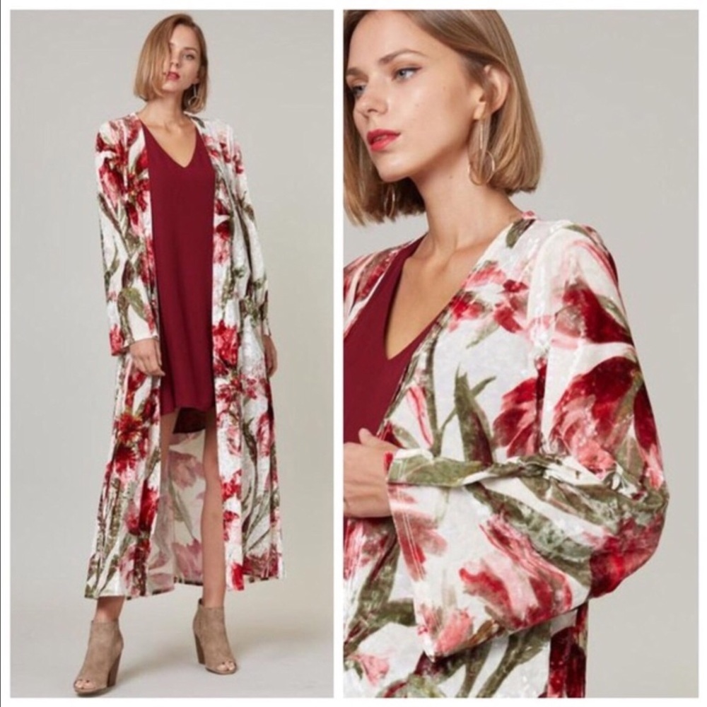 5 ⭐️Gorgeous Floral Velvet Duster - Picture 1 of 5